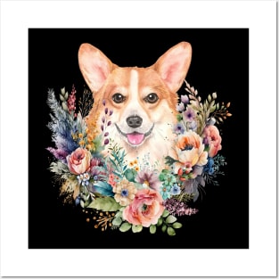 Corgi Flower Bouquet Posters and Art